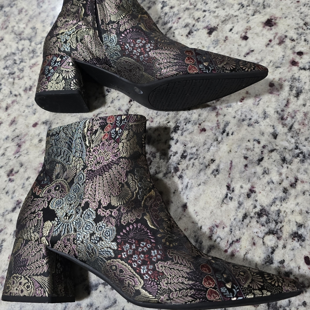 Alex Marie Floral Brocade Ankle Boots